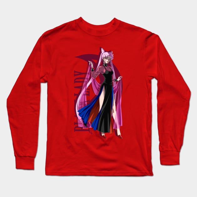 Black Lady Long Sleeve T-Shirt by DracheaRannak